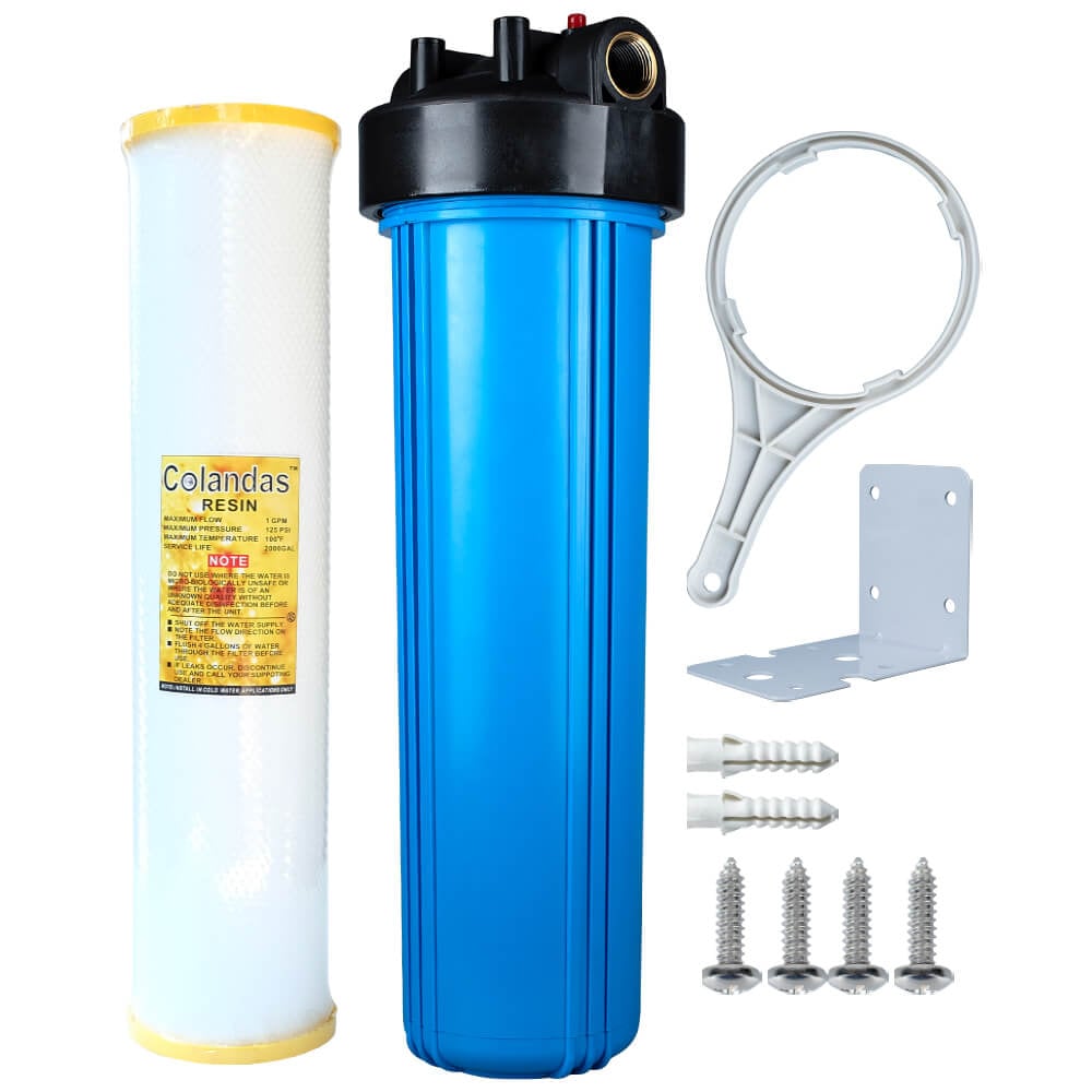 เครื่องกรองน้ำใช้ 1 ขั้นตอน WATERWAY BIG BLUE 20 นิ้ว เกลียวทองเหลือง กระบอกฟ้า รุ่น WTBB-RSN2 (พร้อมไส้กรองน้ำ RESIN BIG BLUE ขนาด 20นิ้ว)_0